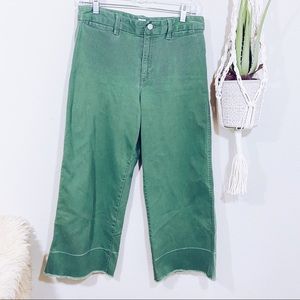 GAP Wide Leg Cropped Green Jean 6